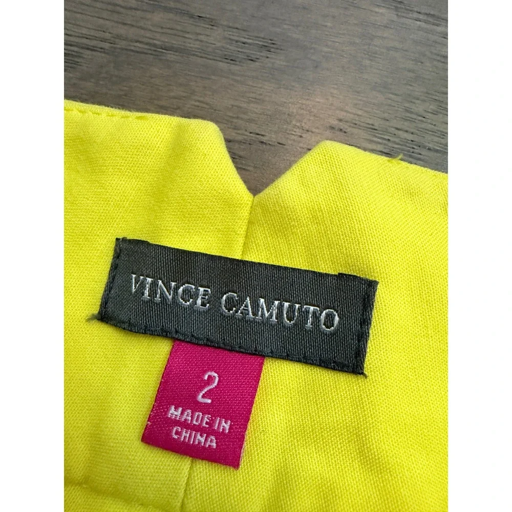 Vince Camuto Womens Yellow Pleated Cuffed Shorts Size 2 Mid Rise Solid Summer
